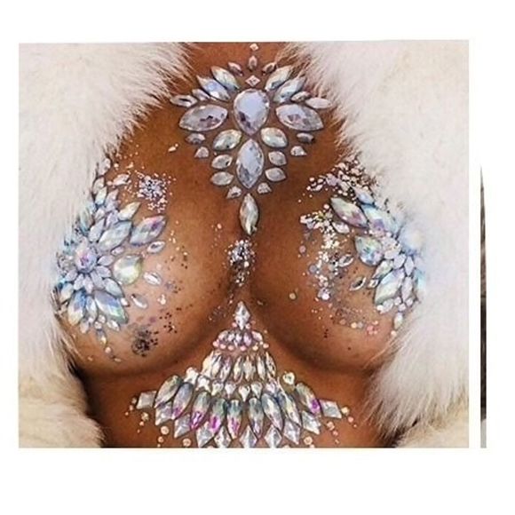 Adhesive Breast Gems Rhinestone Tattoos Sticker - Picture 3 of 3